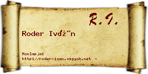 Roder Iván névjegykártya