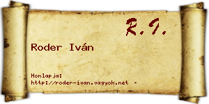 Roder Iván névjegykártya